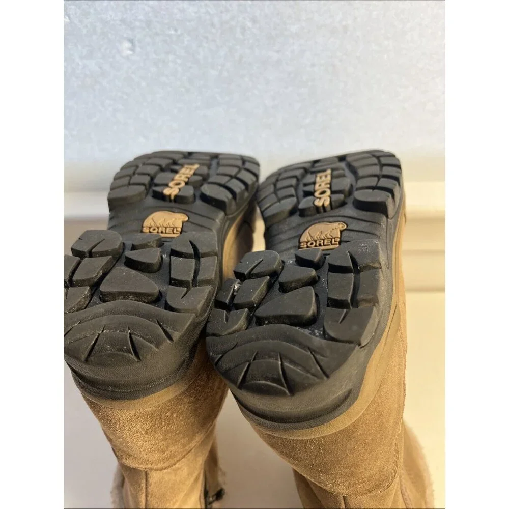 Sorel Waterfall Suede Leather Boots Women 8 NL1964-250‎ Tan Insulated Waterproof